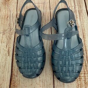 Mini Melissa Glittery Blue Kids Sandals